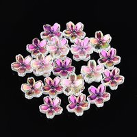 Capsules de Perles en Verre Électroplaqué Transparent, Fleur à 5 Pétales, Rose Foncé