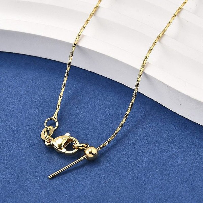 1MM Brass Boston Link Chain Adjustable Slider Necklace — Pendant Necklace