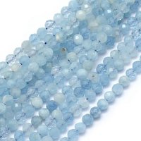Brins de perles d'aigue-marine naturelles, rondes facettées, 4mm, 105pcs — Perles à bijoux