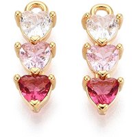 Brass Micro Pave Cubic Zirconia Heart Charm, 18K Gold Plated
