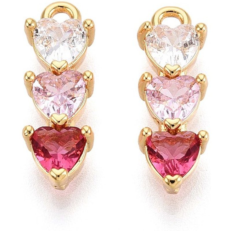 Charm en Cœur en Zircon Cubique Micro Pave en Laiton, Plaqué Or 18K — Breloques et pendentifs