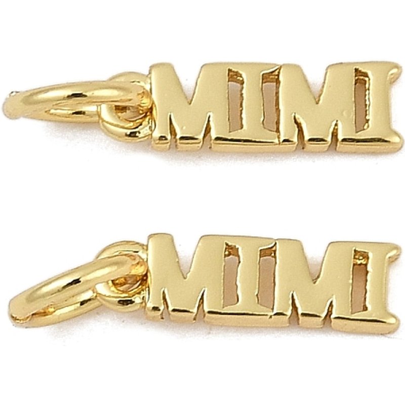 Charm en laiton Mot Mimi avec anneau de saut, plaqué or 18K — Breloques et pendentifs