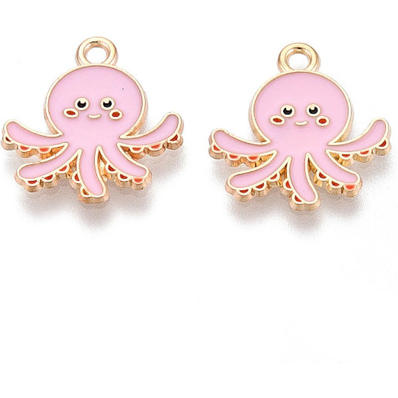 Pendentif en Émail Octopus en Or Clair - Animaux Marins — Breloques et pendentifs