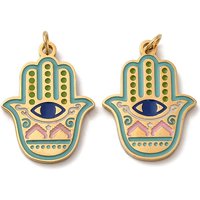 304 Stainless Steel Hamsa Hand Pendant with Evil Eye Charm