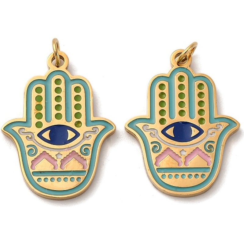Pendentif en Acier Inoxydable 304 Main de Hamsa avec Charm de Mauvais Œil — Breloques et pendentifs