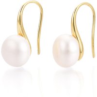 Boucles d'oreilles pendantes en laiton avec perles naturelles, plaquées or 18K — Bijoux fantaisie