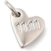 Brass Heart Pendant with 11:11 Inscription, Lead Free, Platinum Plated