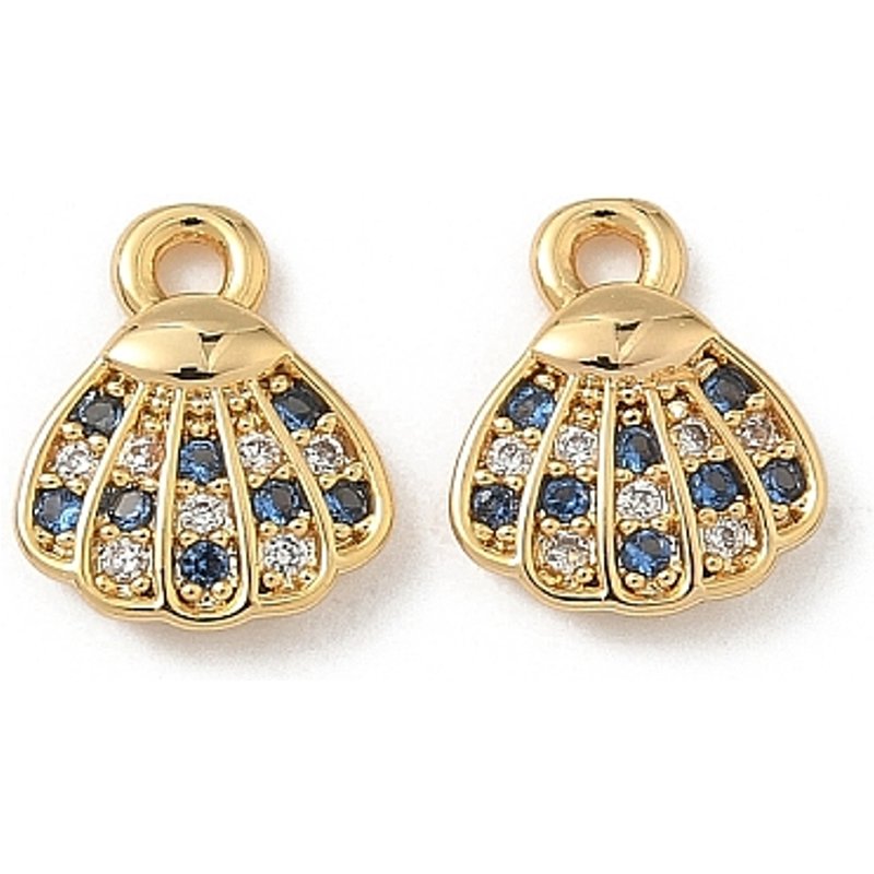 Brass Micro Pave Cubic Zirconia Shell Charms, 18K Gold Plated — Charms & Pendants