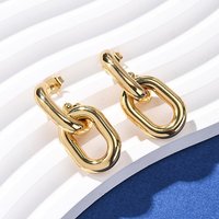 Boucles d'oreilles pendantes ovales en acier inoxydable 304, plaqué or 18K — Bijoux fantaisie