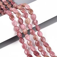 Natural Rhodonite Beads Strands, Flat Oval, 8x6x4mm, 48-49pcs — Jewelry Beads