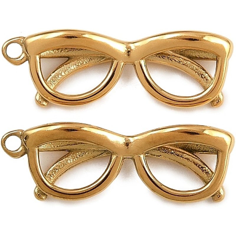 Pendentif en Acier Inoxydable 304, Charme de Lunettes, Plaqué Or 18K — Breloques et pendentifs