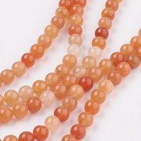 Fil de perles d'aventurine rouge naturelle, rond, 8mm, 15-16 pouces — Perles à bijoux
