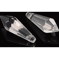 Faceted Glass Pendants - Clear Crystal Suncatcher, 36-38x12-14mm
