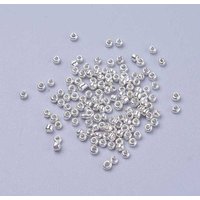 Electroplate Glass Seed Beads, Round Hole Rocailles, Silver, 2mm — Jewelry Beads