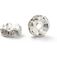 Perles Espacées en Cristal de Fer avec Rhinestones, Qualité B, Argent, 8x3.5mm — Perles à bijoux