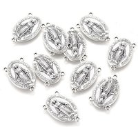 Holy Oval Carved Virgin Mary Tibetan Style Alloy Links with 3 Loops
