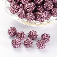 Perles Pave Disco Ball, Améthyste Clair, Perles Rondes en Argile Polymère