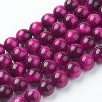 Brins de perles en œil de tigre rose naturel, teint et chauffé, 8mm — Perles à bijoux