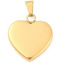 Ion Plating 304 Stainless Steel Heart Tag Pendant, Gold Plated