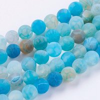 Natural Weathered Agate Beads Strands, Dyed, Round, Deep Sky Blue — Jewelry Beads