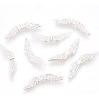 Perles en Alliage Argenté Style Tibétain en Forme d'Aile avec Trou de 1mm