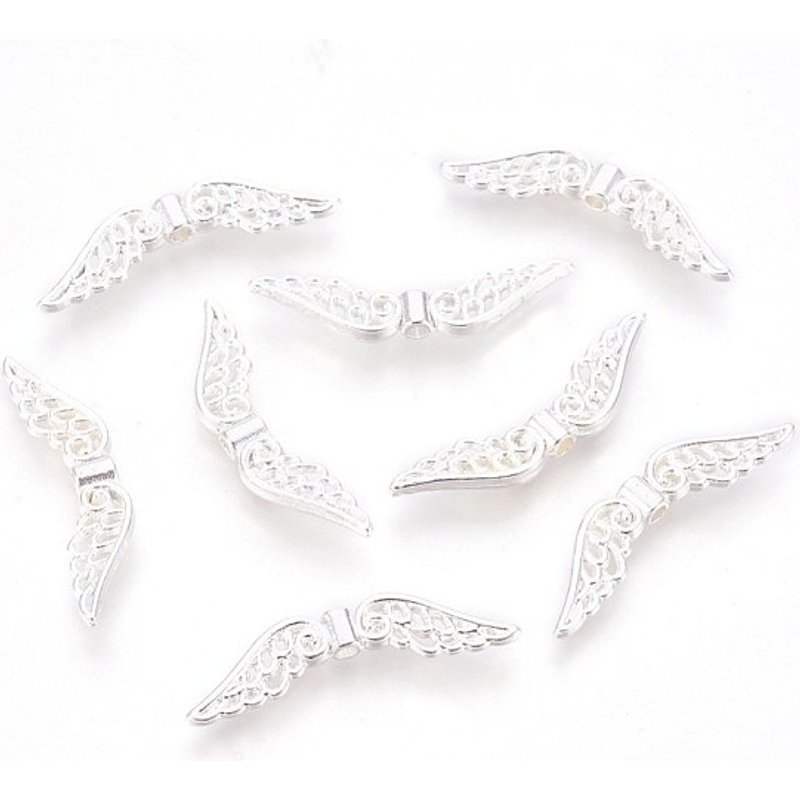 Tibetan Style Silver Alloy Wing Beads with 1mm Hole — Jewelry Beads