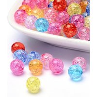 Transparent Crackle Acrylic Beads, Round, Mixed Colors, 8mm — Jewelry Beads