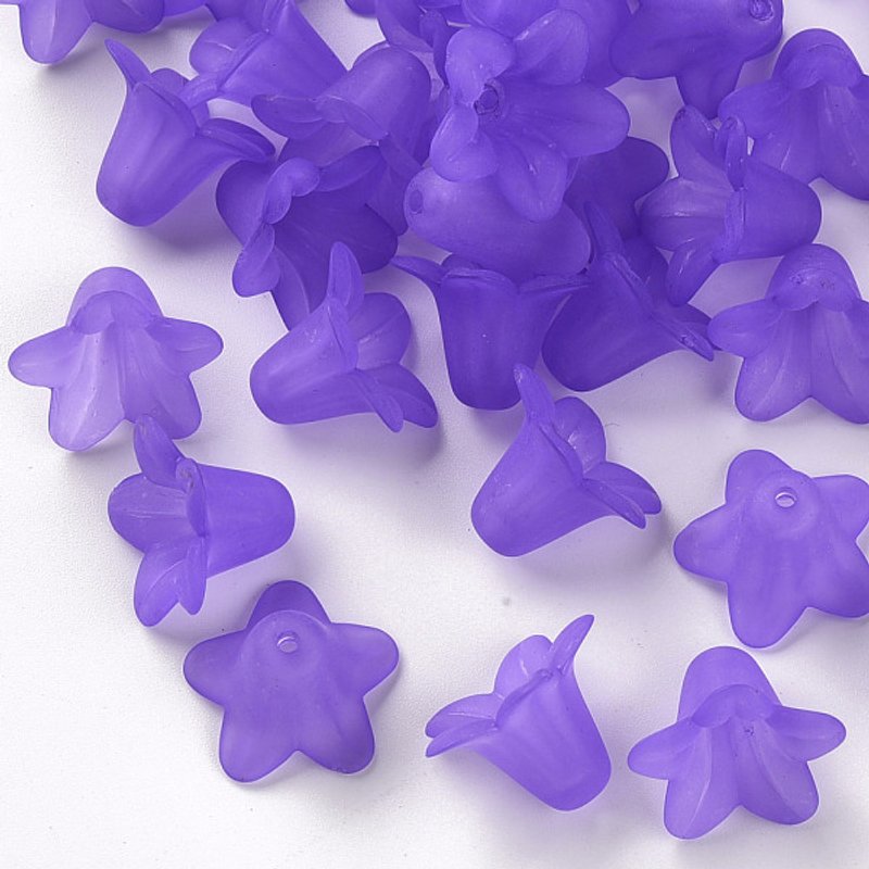 Perles de Fleurs en Acrylique Transparent Givré Violet — Perles à bijoux