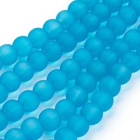 Transparent Frosted Glass Bead Strands, Deep Sky Blue, 6mm — Jewelry Beads