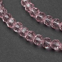 Fils de Perles en Verre, Facettées Rondes, Rose Brume, 4mm, 87-93pcs — Perles à bijoux