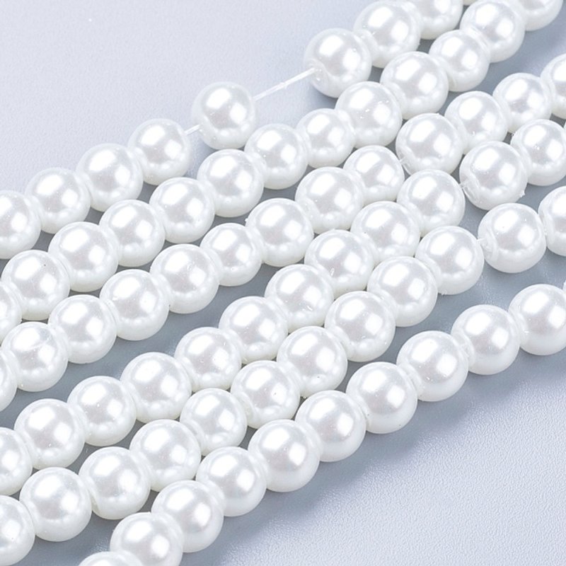 Perles Rondes en Verre Blanc pour Fabrication de Bijoux, 6mm — Perles à bijoux