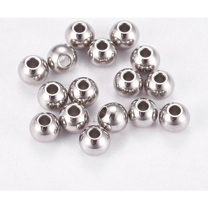 Tarnish Resistant 304 Stainless Steel Smooth Round Spacer Beads — Jewelry Beads