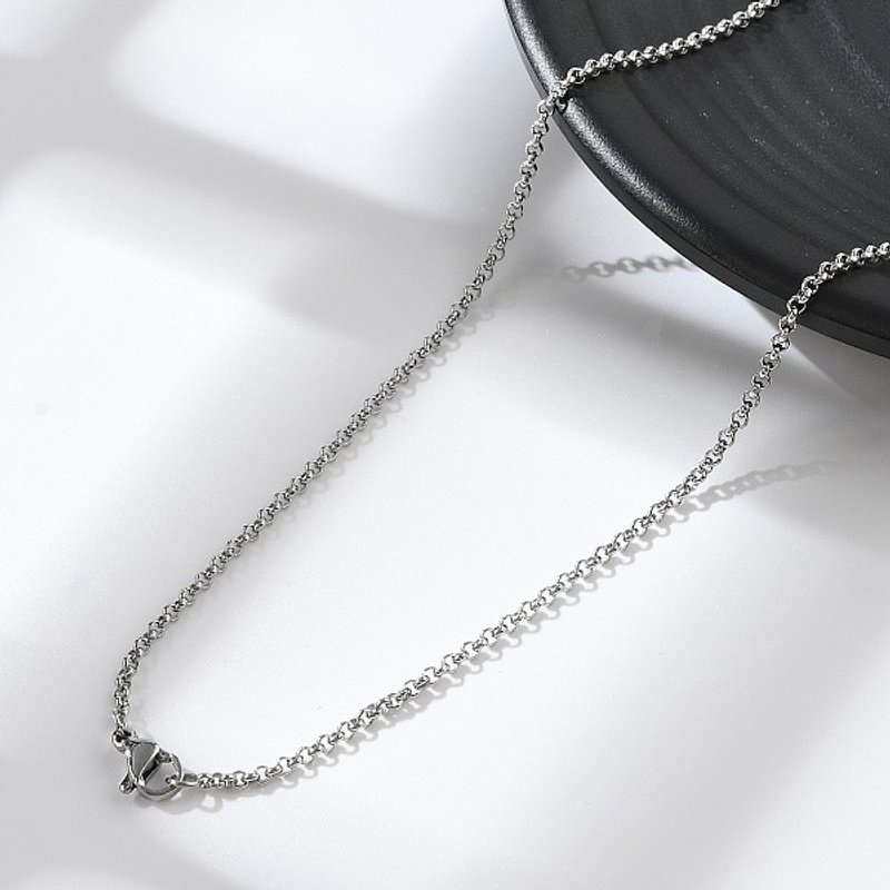 Collier Rolo en Acier Inoxydable Unisexe avec Croix 20.7 pouces — Collier pendentif