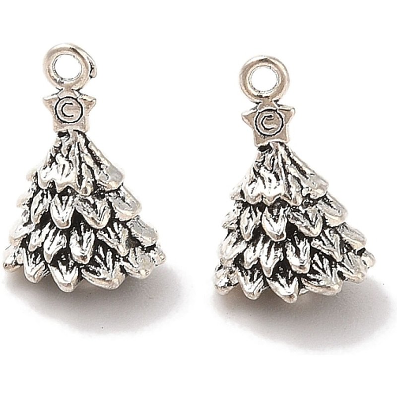 Tibetan Style Alloy Christmas Tree Pendants, Antique Silver — Charms & Pendants