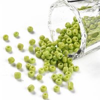 Glass Seed Beads, Opaque Green Yellow, 3mm, 1mm Hole, 10000pcs/pound — Jewelry Beads