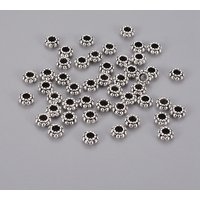 Perles Intercalaires en Alliage de Style Tibétain, Design Floral, Argent Antique — Perles à bijoux
