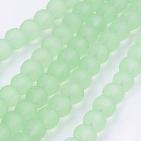 Brins de perles en verre transparent givré, vert pâle, 8mm, 99pcs/str — Perles à bijoux