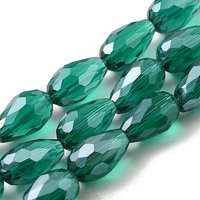 Electroplate Glass Beads Strands, Teal Teardrop, 15x10mm — Jewelry Beads