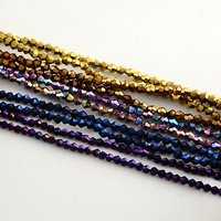 Electroplate Glass Bead Strands, Rainbow Plated, Bicone, Mixed Color — Jewelry Beads