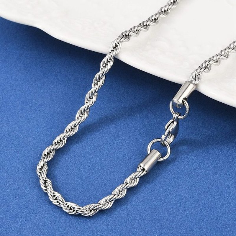 Collier en chaîne torsadée en acier inoxydable 304, 23,6 pouces, 4 mm — Collier pendentif