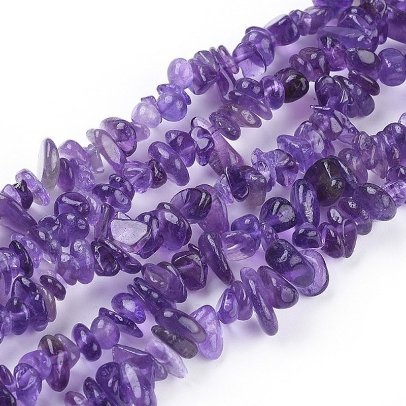 Fils de perles d'améthyste naturelle, chips, 5-8mm, trou de 0,6mm — Perles à bijoux