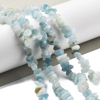 Brins de perles en chip d'aigue-marine naturelle - 5-8mm, trou : 1mm, 32 pouces — Perles à bijoux