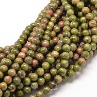 Fils de perles rondes en unakite naturel, 6mm, 15 pouces — Perles à bijoux