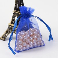 Sacs en Organza avec Cordon pour Bijoux et Cadeaux, Bleu