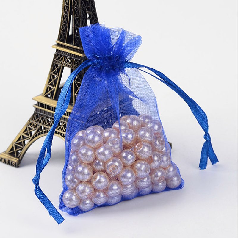 Sacs en Organza avec Cordon pour Bijoux et Cadeaux, Bleu — Rangement et présentation