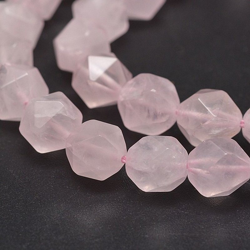 Brins de Perles en Quartz Rose Naturel Facetté, 8mm, 24pcs — Perles à bijoux