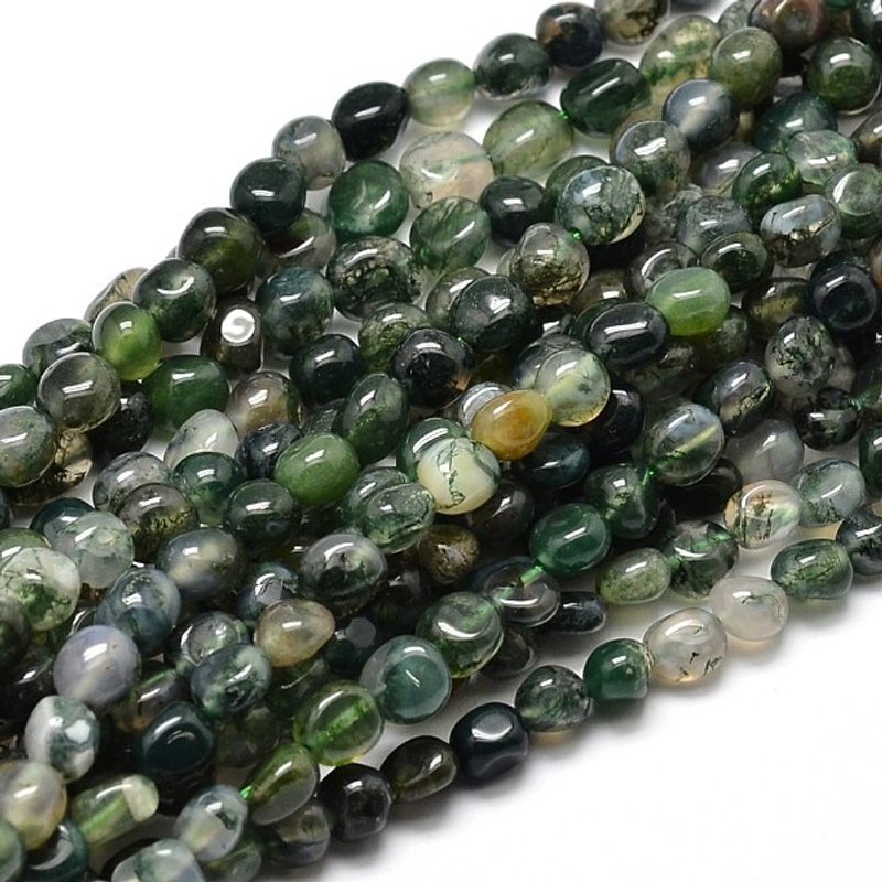 Natural Moss Agate Nuggets Beads Strands, 14.9-15.7 inch — Jewelry Beads