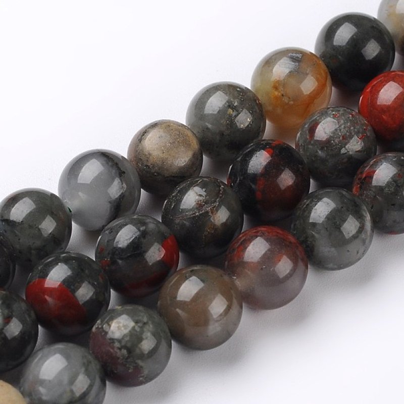 Brins de perles de sang africain naturel, rondes 6 mm, 15 pouces — Perles à bijoux
