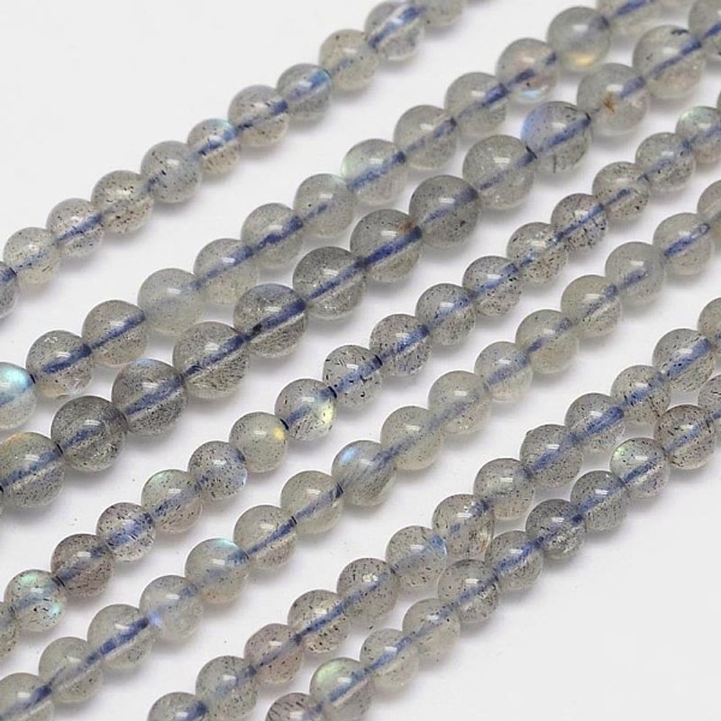 Natural Labradorite Round Bead Strands, Grade AA, 4mm, 90pcs — Jewelry Beads