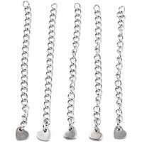 304 Stainless Steel Chain Extender with Heart Pendants, 60mm